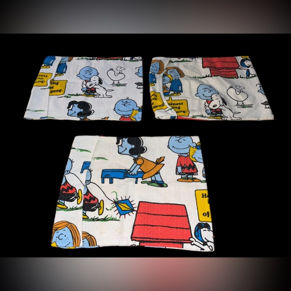 Peanuts 3 Throw Pillow Covers Up Cycled “Happiness is being one of the gang” - Picture 4 of 7